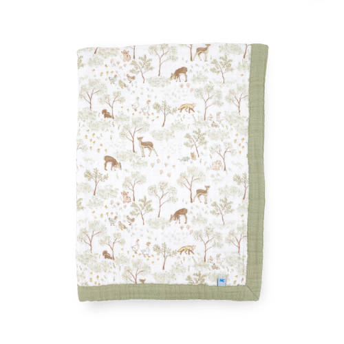 Cotton Muslin Baby Quilt - Woodland Friends
