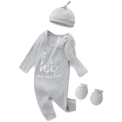 Newborn Baby Boy Girl Romper Coming Home Jumpsuit Hat Glove 0~3Months One-Piece Rompers