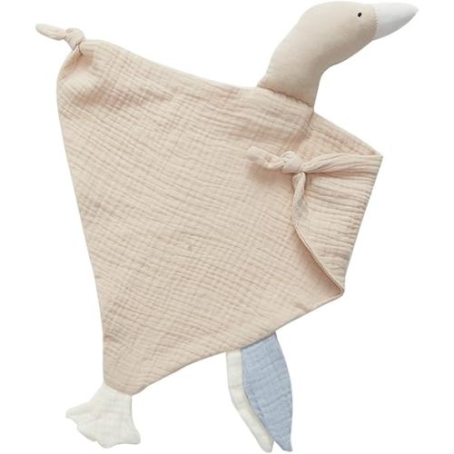 insular Baby Lovey Blanket for Boys and Girls, Muslin Cotton Security Blanket for Babies, Soft Breathable Lovie Soothing Towel for Newborn and Infant, Khaki Goose