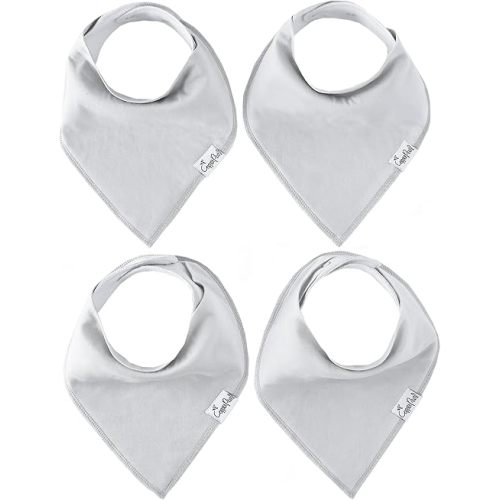 Copper Pearl Baby Bandana Bibs - 4 Pack Soft Cotton Baby Bibs for Drooling and Teething, Absorbent Drool Bibs for Baby Girl and Boy, Adjustable to Fit Newborns to Toddlers (Gray Basics)