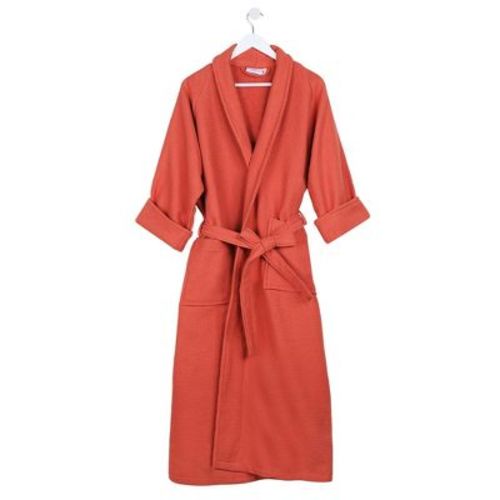 Waffle Weave Cotton Soft Plush Adult Unisex Lightweight Bathrobe, Extra Large, Coral - Blue Nile Mills