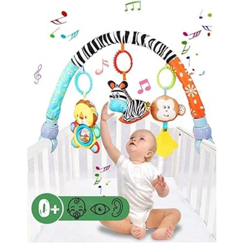 Pau1Hami1ton Baby Stroller Arch Toys, Car Seat Toys,Bouncer Toy Bar/Mobile for Bassinet,Adjustable Baby Hanging Toys Fit for Crib Bed,Stroller,Car Seat, Feeding Chair.S-19(Zebra) - Multicolored