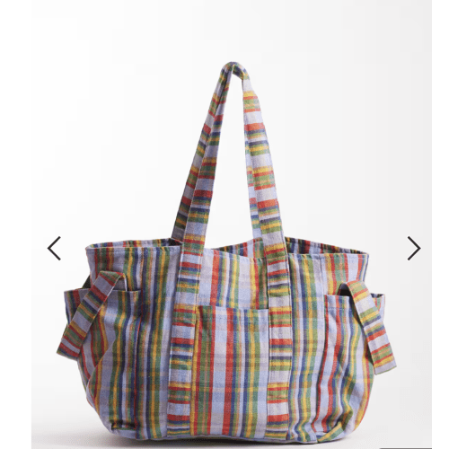 Diaper Bag | Free People Oksana multi print tote bag in blue mix check