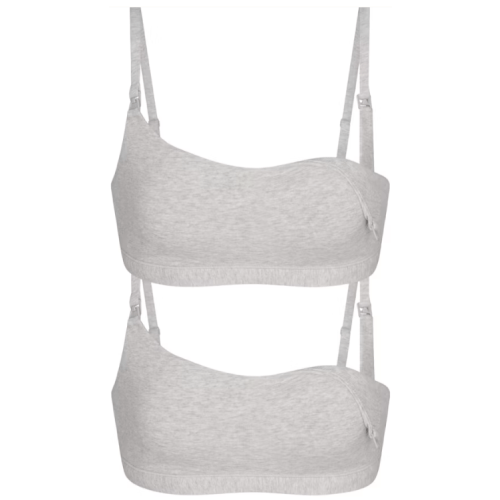 COTTON JERSEY MATERNITY NURSING SCOOP BRALETTE 2-PACK | LIGHT HEATHER GREY | SKIMS