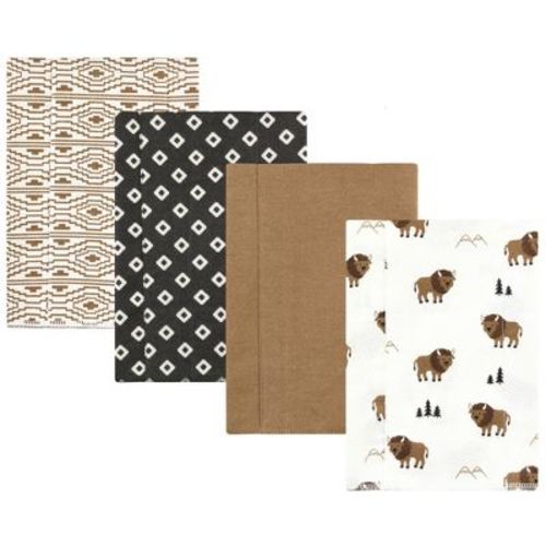Hudson Baby Cotton Flannel Burp Cloths, Wild Buffalo 4 Pack, One Size