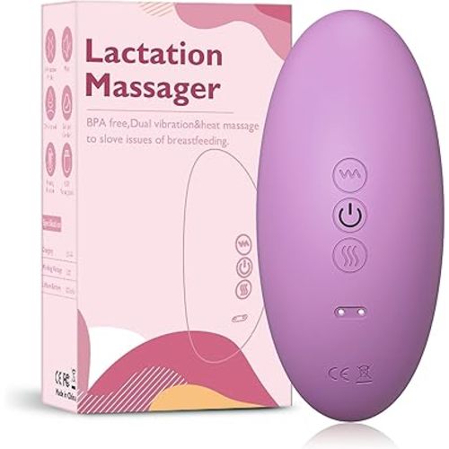 HASDSAGY Lactation Massager 2-in-1 for Breastfeeding, 10 Vibration Modes & 3 Adjustable Heat for Relieve Clogged Ducts & Breast Engorgement, Improve Milk Flow