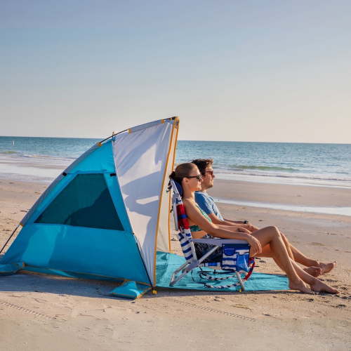 WolfWise 3 Person Portable Beach Tent UPF 50+ Sun Shade Canopy Umbrella with Extendable Floor