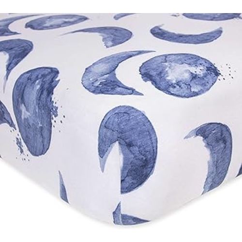 Burt's Bees Baby - Fitted Crib Sheet, Boys & Unisex 100% Organic Cotton Crib Sheet for Standard Crib and Toddler Mattresses (Hello Moon!) 28x52 Inch (Pack of 1)