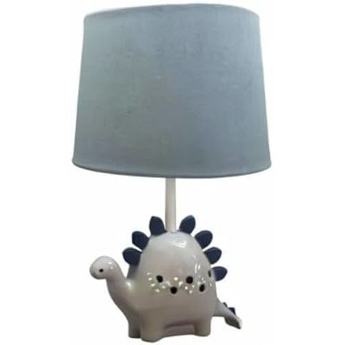 Levtex Baby - Night Owl Table Lamp and Shade - Dinosaur Base with Blue Canvas Shade Lamp - Nursery Accessories - Measurements: 22 in. high and 6 in. Diameter
