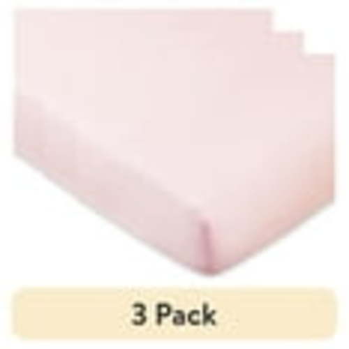 (3 pack) Parent's Choice 100% Cotton Infant Crib Fitted Sheet, Pink