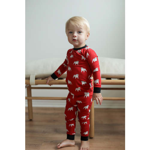 Red Bulldog 2 Piece Bamboo Pajama Set
