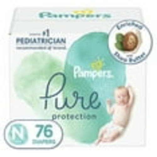 SIZE NB: 76 Count - Pampers Pure Protection Disposable Baby Diapers, Hypoallergenic and Unscented Protection, Super Pack (Packaging & Prints May Vary)
