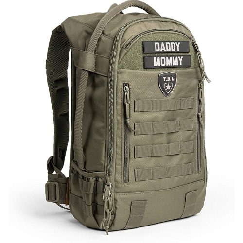 TBG - Mens Tactical Diaper Bag Backpack w/Built-in Changing Mat, Stroller Strap