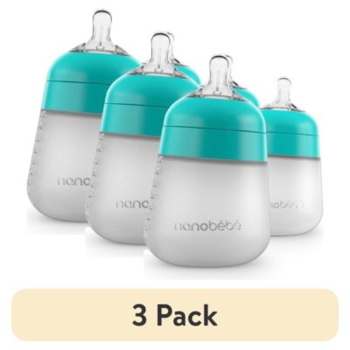 (3 pack) Nanobebe Anti-Colic Flexy Silicone Baby Bottles | Teal, 9 oz, 2 Pack