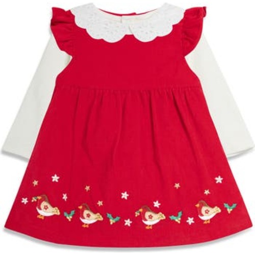 Robin Embroidered Corduroy Dress & Bodysuit Set, 3-6M