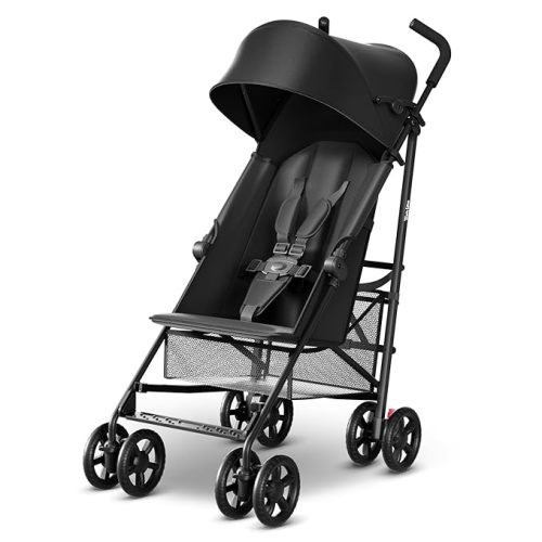MAMA & BABY Trek Lite Umbrella Stroller - Compact Fold, Multi-Position Recline, Travel Stroller with Carry Strap, Large Storage and Cup Holder - Black
