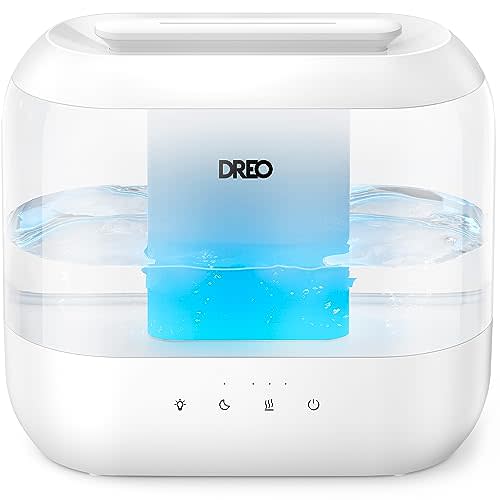 Dreo Humidifiers for Bedroom, Top Fill 4L Supersized Cool Mist Humidifier with Oil Diffuser and Nightlight, 32H Runtime, Quiet Ultrasonic Humidifiers for Home, Large Room, Baby Nursery and Plants - Standard - White