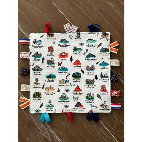 National Parks Crinkle Lovey- RV Baby Crinkle-Sensory Blanket 10x10 Minky Ribbon Blanket -Best Baby -Baby Shower Present-Soft Quiet Baby Toy