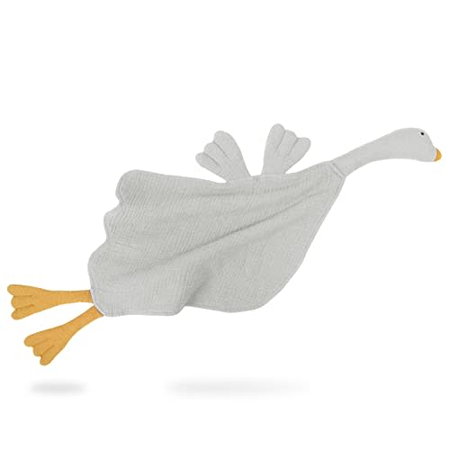 Lulu moon Muslin Loveys for Babies - Baby Security Blanket for Unisex - Goose Lovie - 25"x 11" Gentle Gray