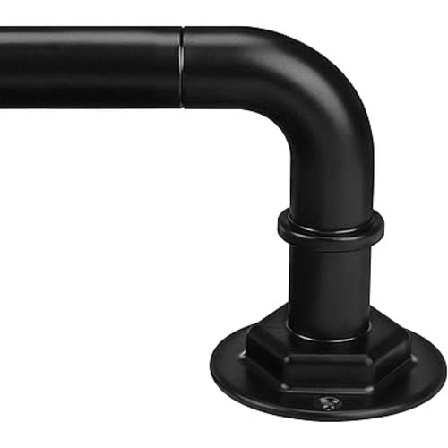 Curtain Rods for Windows 16 to 88 Inches Adjustable Blackout Wrap Around 1 Inch Diameter Curtain Rod, Black