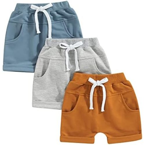 Baby Boy 3-Pack Jogger Pants Active Harem Pant Solid Casual Sweatpants Drawstring Elastic Waist Trousers Bottoms