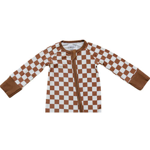 Rust Checkered Ribbed Bamboo Zipper