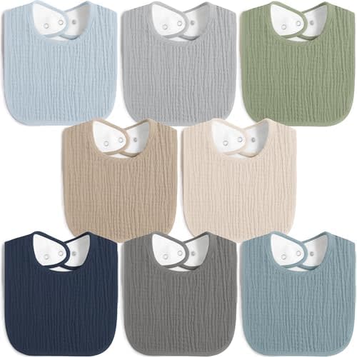 Amazon.com: MairMore 8 Pack Baby Muslin Bibs 100% Cotton Bibs for Boys Girls,Soft and Absorbent Bib Set for Feeding and Drooling : Baby