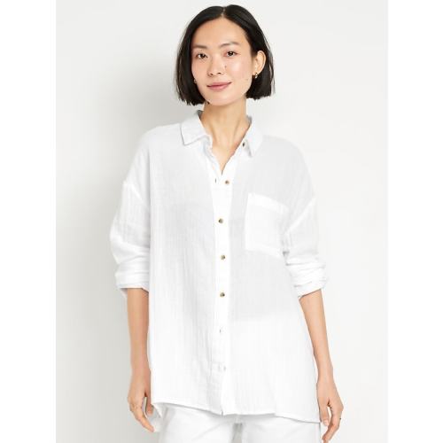 Crinkle Gauze Loose Button-Down Shirt | Old Navy