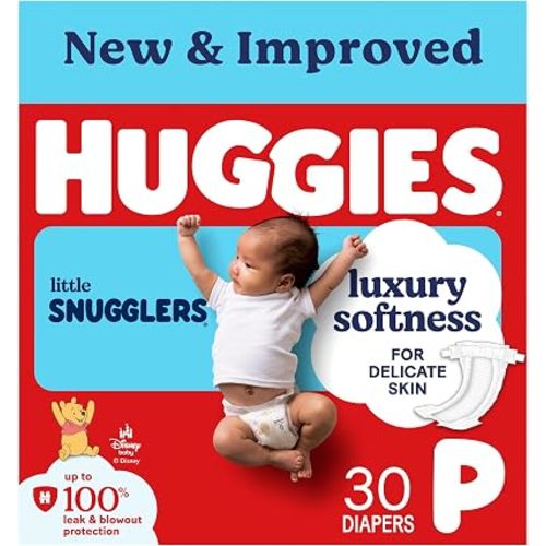 Huggies Newborn Diapers, Little Snugglers Baby Diapers, Size Preemie (up to 6 lbs), 30 Count