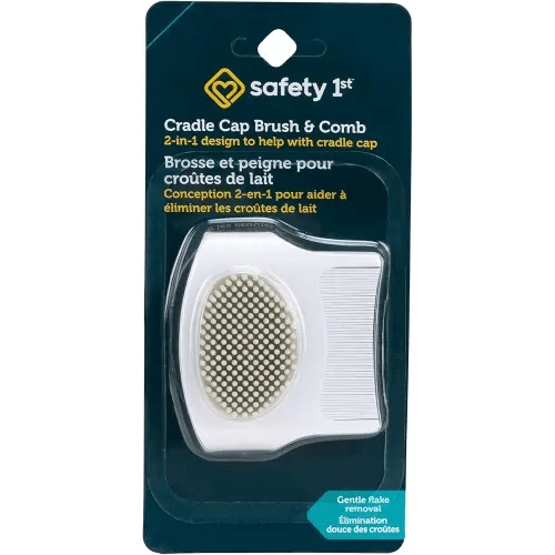 Safety 1st 2-in-1 Cradle Cap Brush & Comb – Soft Rubber Bristles, Fine-Tooth Comb, Comfortable Grip, for Newborns & Babies