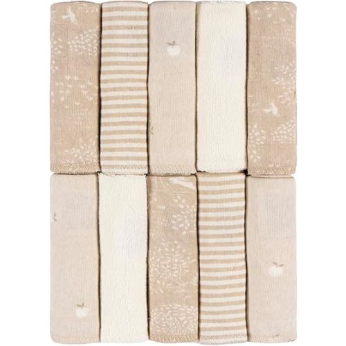 Just Born 10-Pack Baby Washcloths – Soft & Gentle Cotton, Perfect for Bath Time & Everyday Use, Absorbent & Durable, Tan