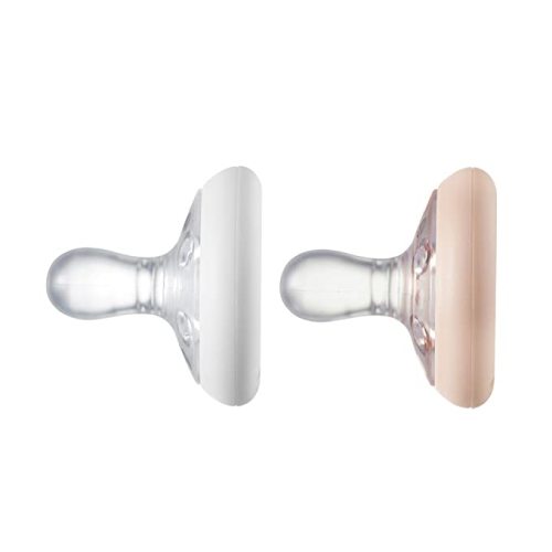Tommee Tippee Breast-Like Pacifier, Skin-Like Texture, Symmetrical Design, BPA-Free Binkies, 0-6m, 2-Count, Blush/Moonbeam - 0-6 Months - 2 Count