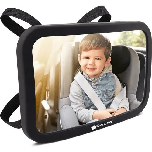 Large Shatterproof Baby Car Mirror - Safety Baby Car Seat Mirror - Baby Car Mirror for Back Seat Rear Facing Infant - Carseat Mirrors - Fully Assembled Baby Mirror For Car (Matte Black)