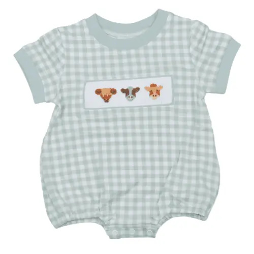 Cow Bubble- Hand Smocked Cows Bubble- 6M