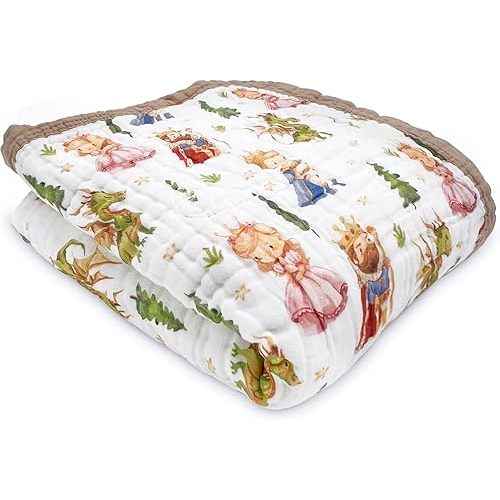 Organic Cotton Muslin Baby Blanket for Boys and Girls - Luxurious Soft Toddler Quilt for Swaddling - Gender Neutral Blankets Makes a Great Fairy Tale
