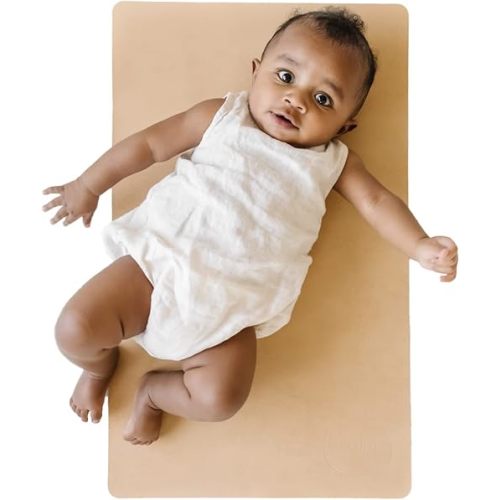 Vegan Leather Baby Changing Mat - Portable, Wipeable & Reusable Diaper Pad - 16" X 26" - Foldable for Travel