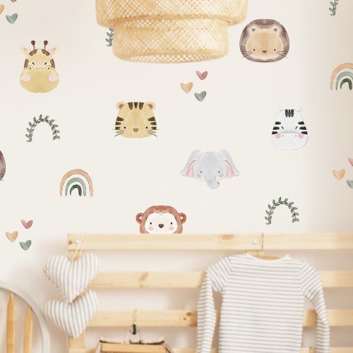 Kids Jungle Safari Animals Wall Decal Boho Nursery Wall Decal Sticker REMOVEABLE Wall Decal Girls Room Decal Kids Room Decor Boys Room Decal