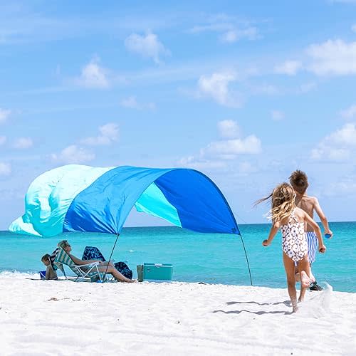Shibumi Shade | Wind-Powered Beach Tent Shade Canopy | Sets Up in 3 Mins | 150 Sq. Ft. of Shade for up to 8 People | Includes Wind Assist | UPF 50+ Sun Protection