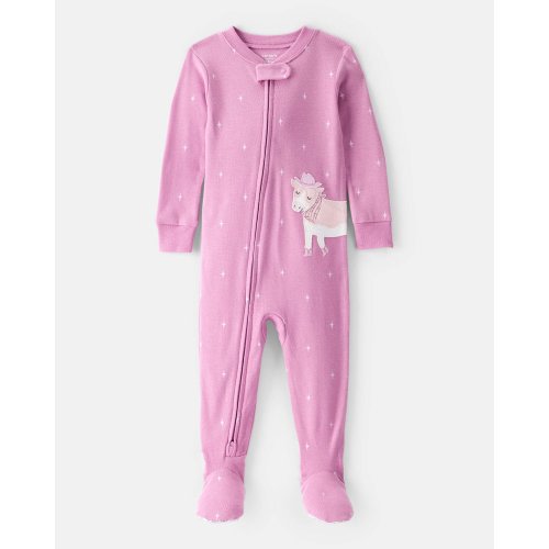 Baby Girl Cowgirl Print 100% Cotton Long-Sleeve 2-Way Zip 1-Piece Pajamas - Pink - Carter's | Carter's