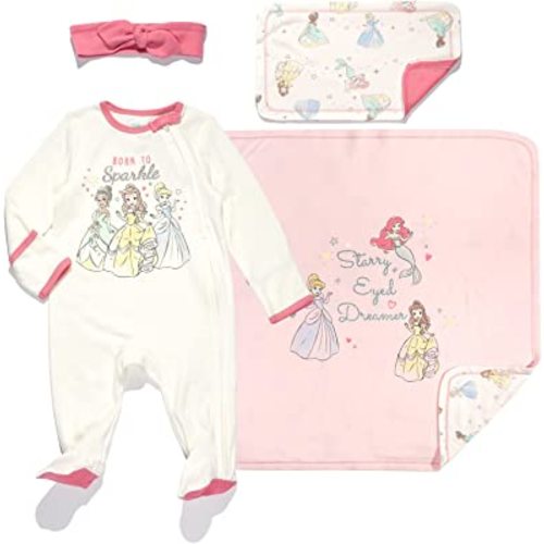 Disney Winnie The Pooh,Lion King,Pixar Monsters Inc. Baby Sleep N' Play Coverall Bib Blanket and Burp Cloth 4 Piece Set