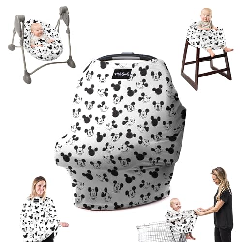 Milk Snob Original Disney 5-in-1 Cover Mickey Mouse Sketch, Privacy for Breastfeeding, Baby Car Seat, Carrier, Stroller, High Chair, Shopping Cart, Lounger Canopy - Newborn Essentials, Nursing Top
