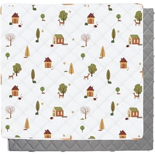 Bunnikins & Clover Baby Play Mat, Extra Thicker & Large Baby Mat for Floor, Soft Non-Slip Cushioned Play Mats for Babies, Toddlers, Foldable and Washable Baby Play Mats (Trees, 71"x59")