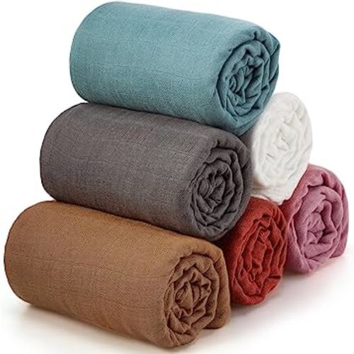 47 x 47 Inches Muslin Swaddle Blankets Cotton Newborn Receiving Blankets Breathable Colorful Baby Swaddle Soft Baby Registry Essentials Gift for Unisex Boy Girl(Solid Colors)