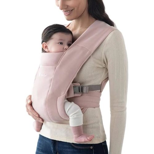 Ergobaby Embrace Baby Sling Carrier Newborn to Toddler - Breathable Baby Carriers for Summer - Sling Wrap Carrier with Hip Seat - Cozy Newborn Essentials (7-25 Pounds), Ponte Knit, Blush Pink