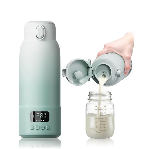 Extended Battery Life Portable Bottle Warmer - Dual Heating Modes for Breast Milk & Water, 17 Ounces, Fast Heating, Ideal for Travel, Outdoor, Baby Shower, Green