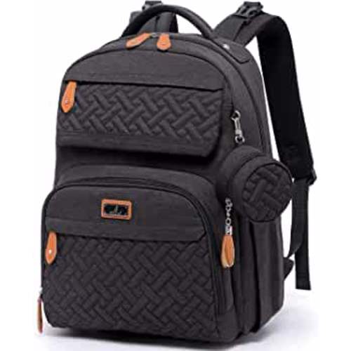 BabbleRoo Diaper Bag Backpack, Unisex Bags with Changing Pad, Pacifier Case & Stroller Straps, Multifunction Waterproof Travel Back Pack for Boys Girls, Black
