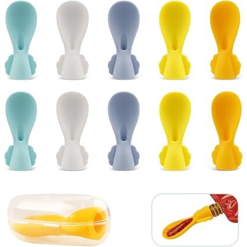 Universal Baby Food Pouch Spoon Attachment - 10 Pack, Silicone Baby Spoons for Pouches, Travel-Friendly Baby Food Squeeze Pouch Spoon