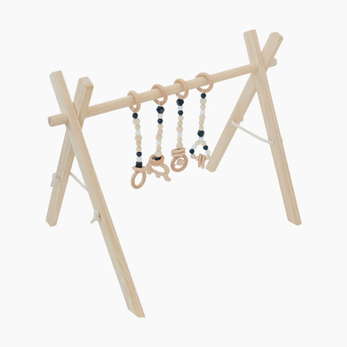 Poppyseed Play Natural Pine Wood Baby Gym - Black Toys