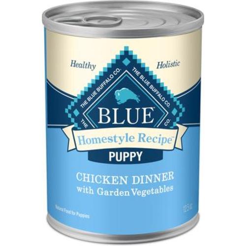 Case of 12 - BLUE BUFFALO Homestyle Recipe Chicken Dinner with Garden Vegetables & Brown Rice Puppy Canned Dog Food, 12.5-oz can - Chewy.com