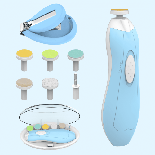 Lupantte Baby Nail File and Baby Nail Clippers with Light Set, Electric Infant Nail Trimmer Kit, for Newborn Blue